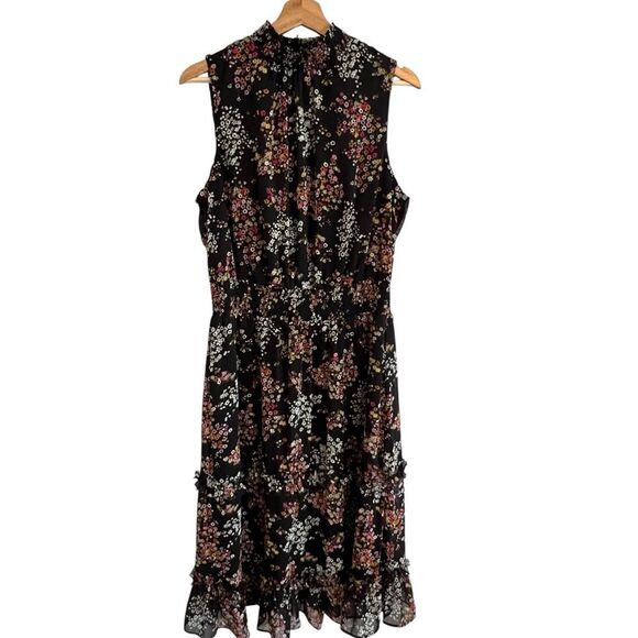 Sam and Jess Womens Floral Cottagecore Dress Size 1X Black Ruffle Tiered Boho - Picture 1 of 9